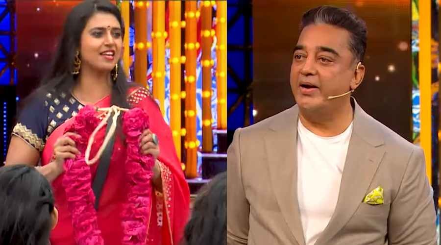 கமல் முன்பு மாலை மாற்றிய பிக்பாஸ் காதல் ஜோடி... கஸ்தூரியால் அதிர்ந்து போன பிக்பாஸ் அரங்கம் 4